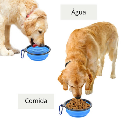 Tigela de Silicone Dobrável para Água ou Comida do seu Pet.