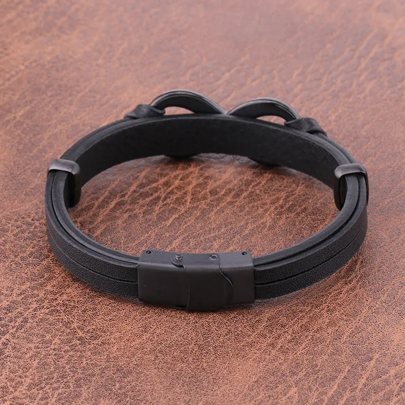 Pulseira de Couro Masculina - Retrô.