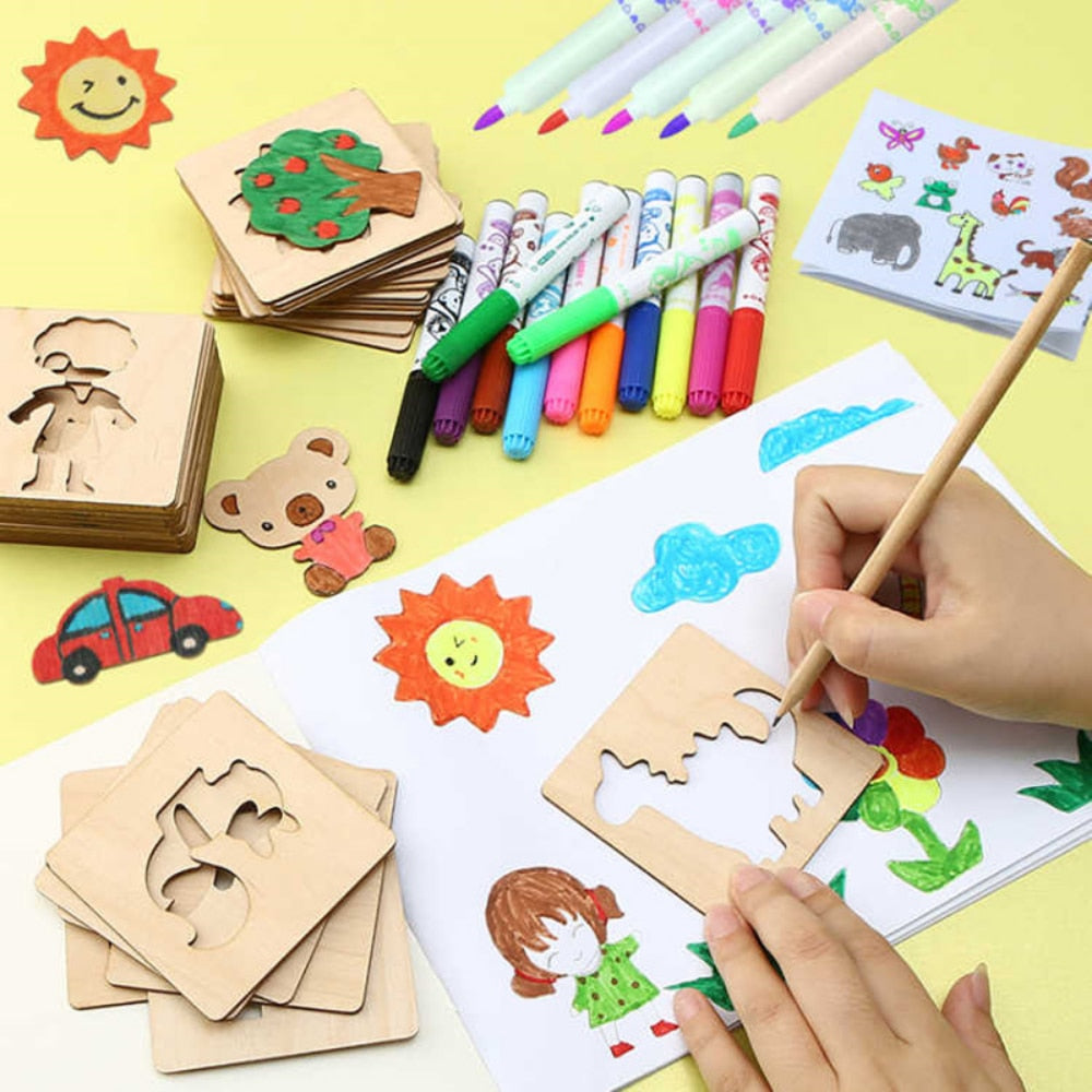 Brinquedo Educativo Molde/Estêncil para Desenhar - Kit 20 peças.