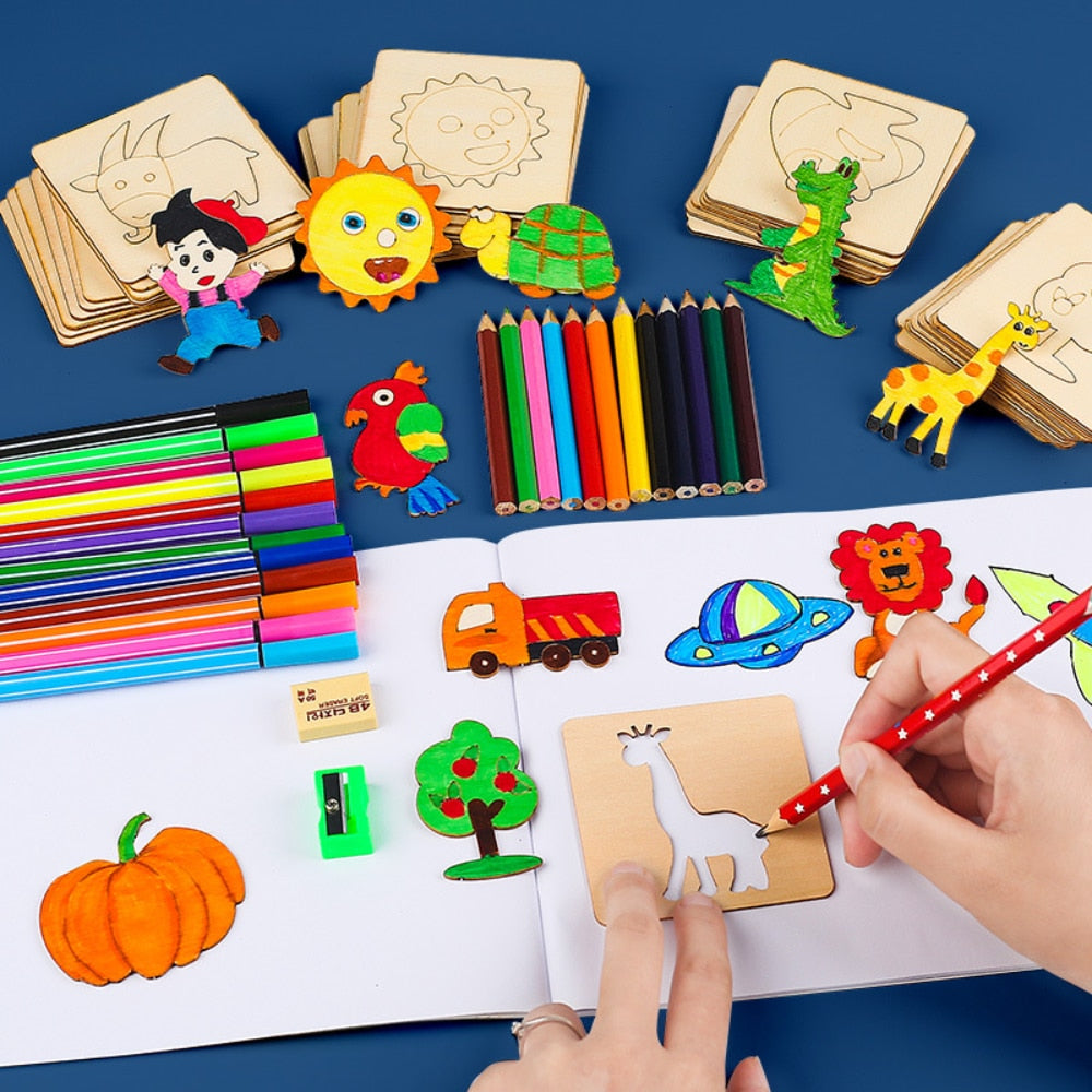 Brinquedo Educativo Molde/Estêncil para Desenhar - Kit 20 peças.