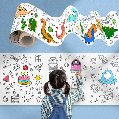 Brinquedo Educativo - Rolo de Papel com Desenhos em grafite para Colorir.